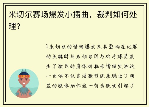 米切尔赛场爆发小插曲，裁判如何处理？